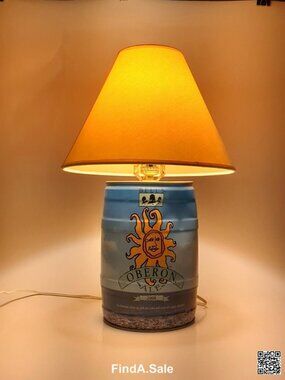 Oberon Ale Beer Bottle Table Lamp with Orange Shade, 2008